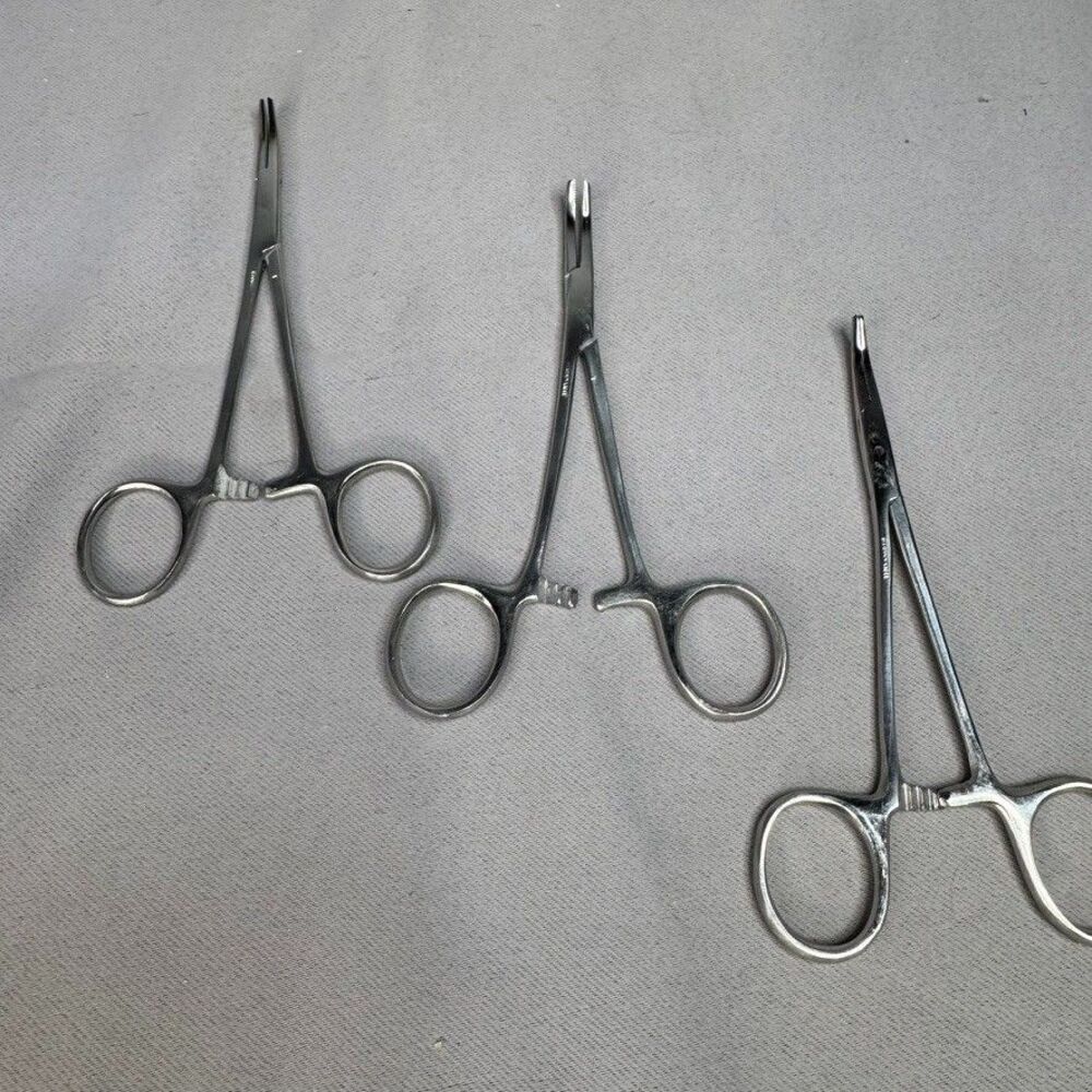 Lot 3 Curved Hemostat Forceps Stainless Steel Piercing Clamp Surgical Tools